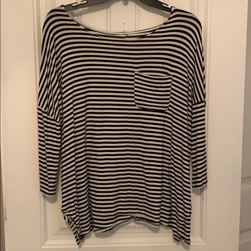 black and white striped top